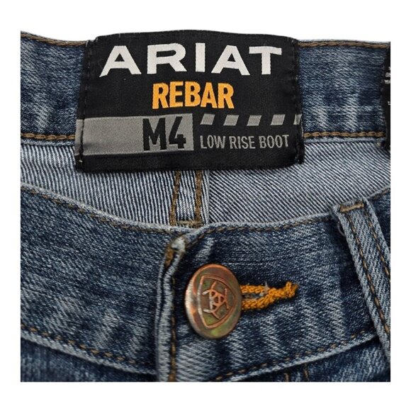 Ariat Jeans Men 32x30 Blue Rebar M4 Relaxed DuraStretch Boot Cut Wester 10016221 - Picture 13 of 16